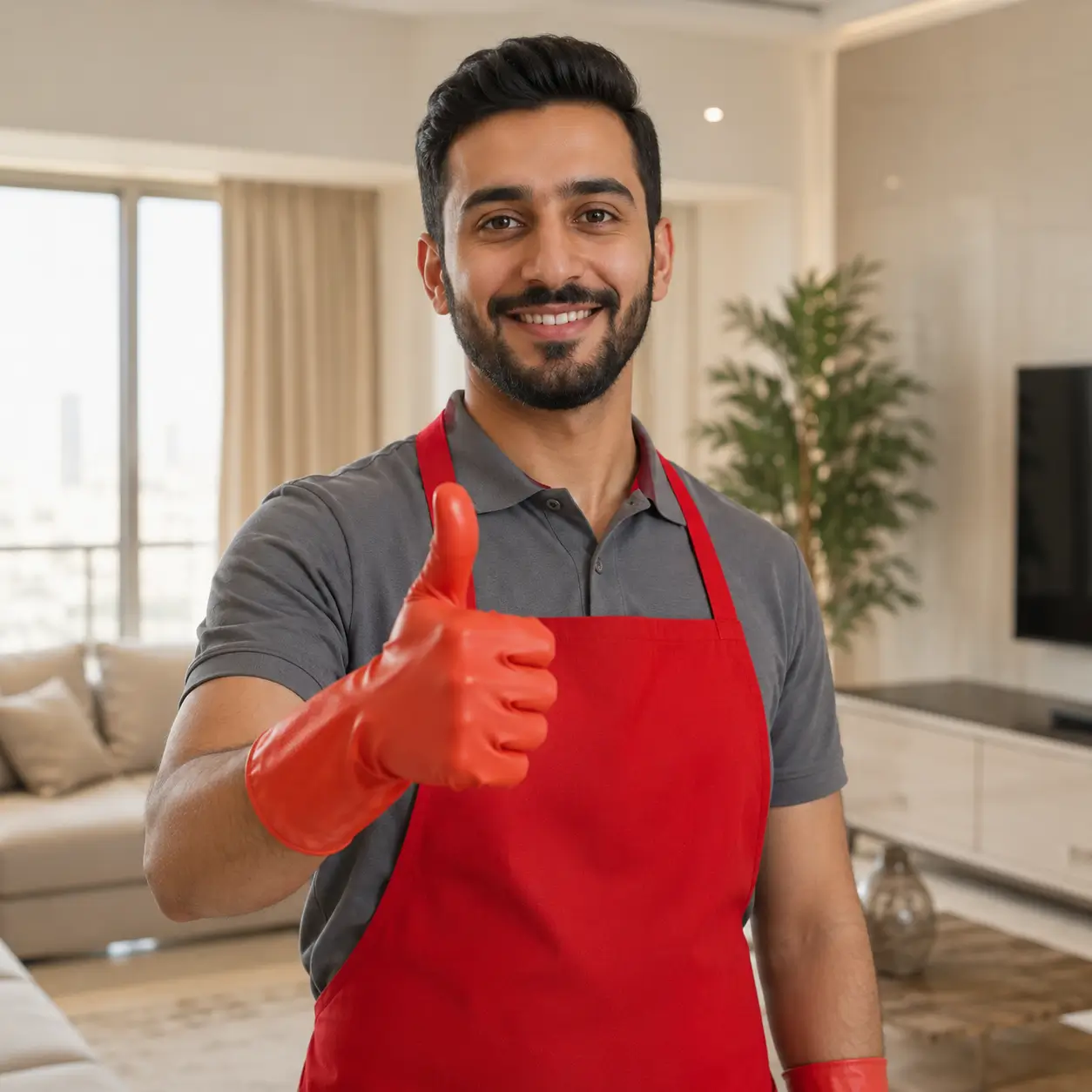فني شاهين سعيد في منزل نظيف